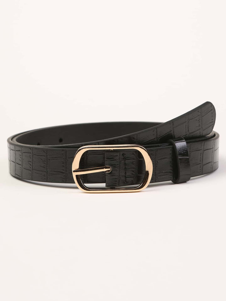 Shein- Croc Embossed Geo Buckle Belt