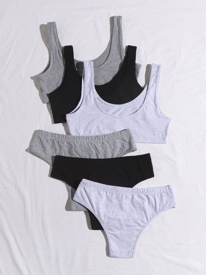 Shein- 3sets Plain Lingerie Set