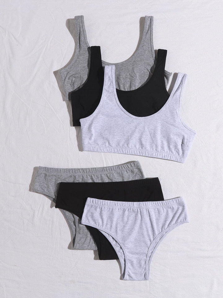 Shein- 3sets Plain Lingerie Set