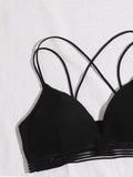 Shein- Rib Contrast Mesh Lingerie Set