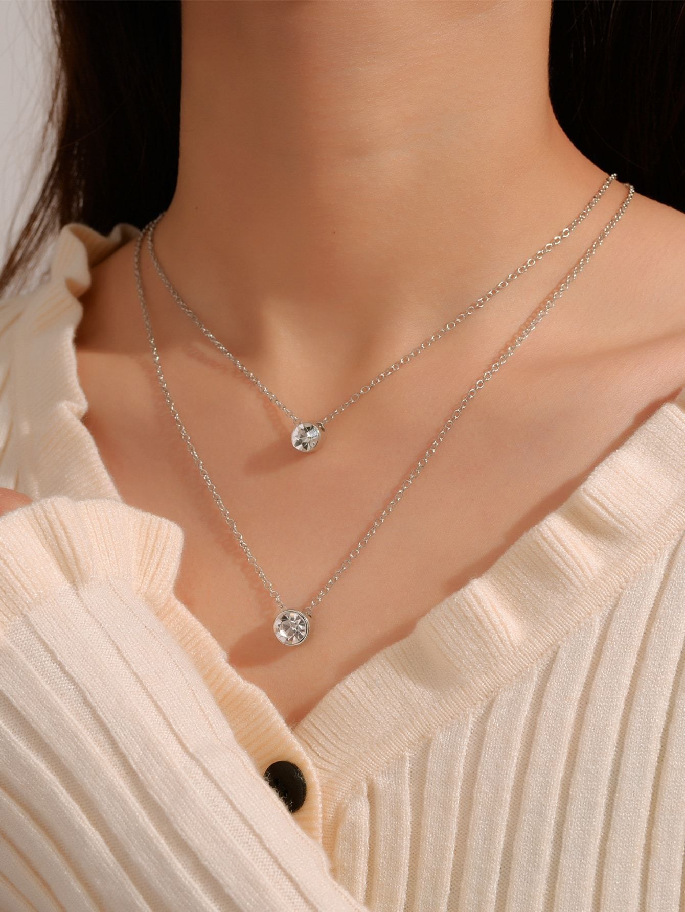 Shein- Rhinestone Layered Necklace – Bagallery
