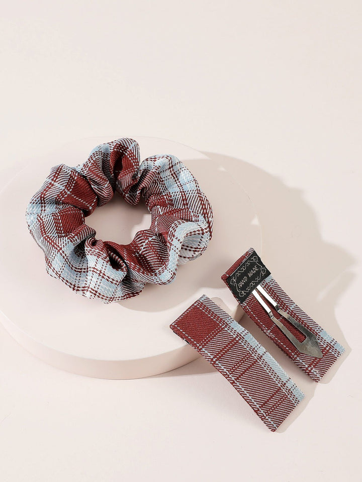 Shein- 3pcs Plaid Print Hair Accessory Set