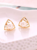 Shein- Faux Pearl Decor Hollow Geometric Earrings
