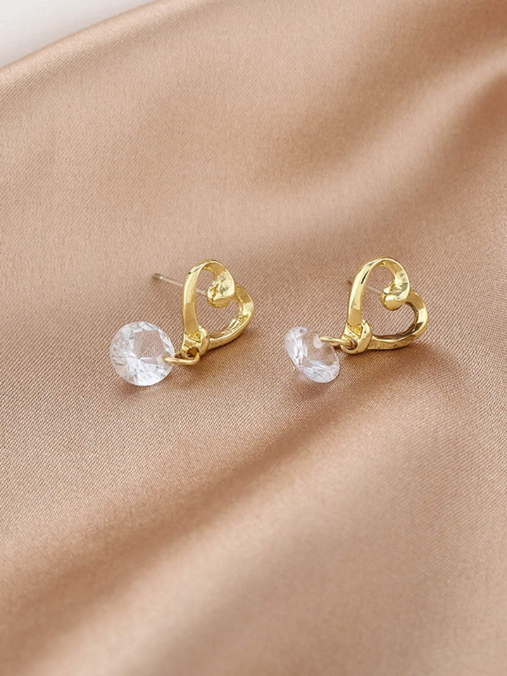 Shein- Zircon & Heart Design Drop Earrings