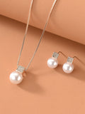 Shein- Faux Pearl Decor Necklace & Earrings