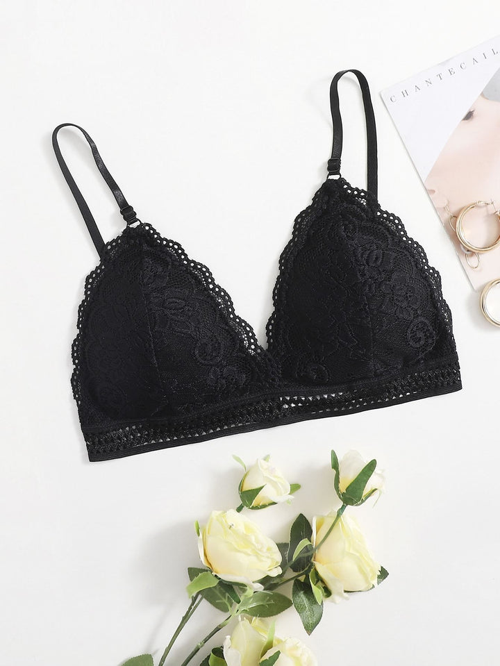 Shein- Scallop Floral Lace Bralette