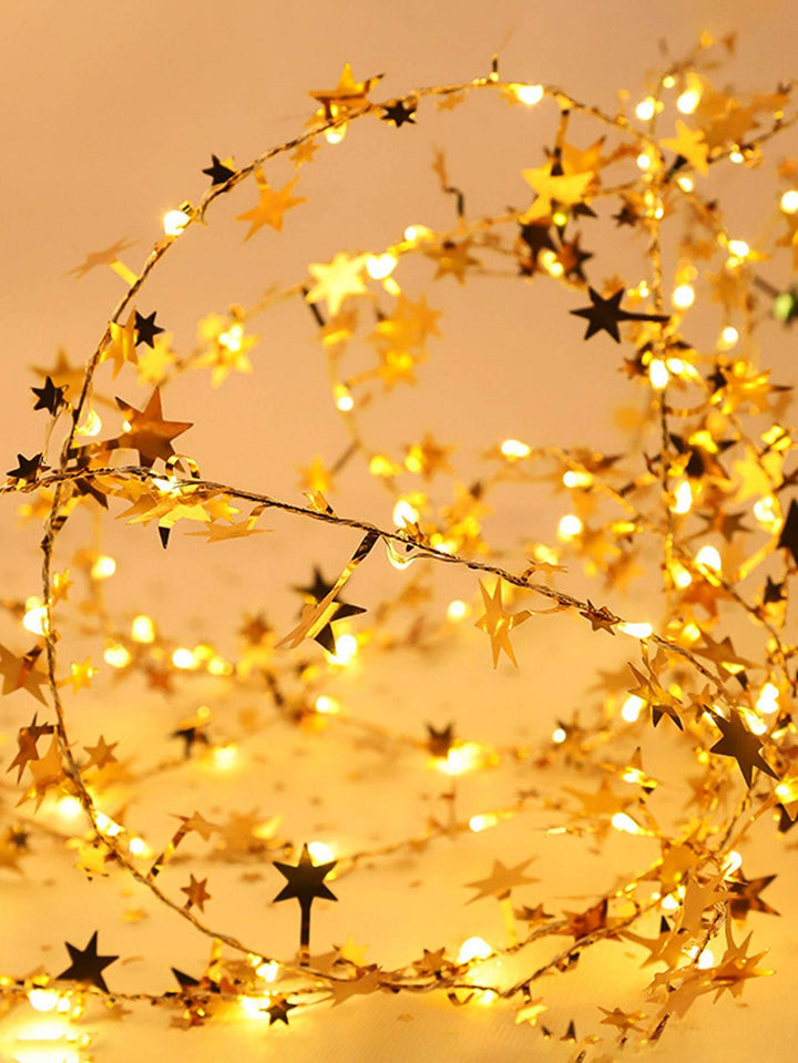 Shein- 1pc 5m String Light With 50pcs Star Bulb