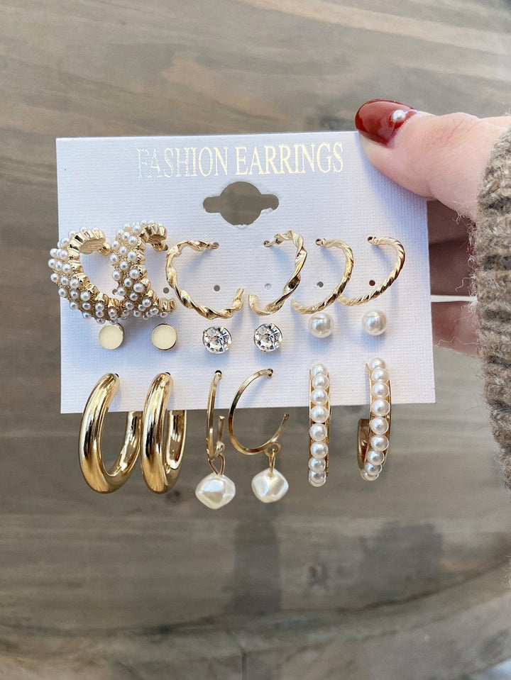 Shein- 9pairs Faux Pearl Decor Earrings