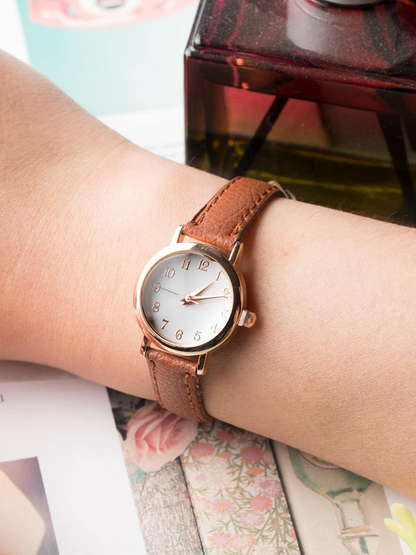 Shein- Round Pointer Quartz Watch