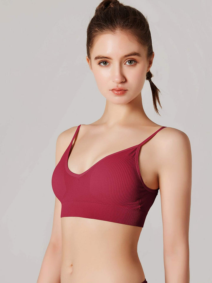 Shein- FINETOO Solid Spaghetti Strap Bra