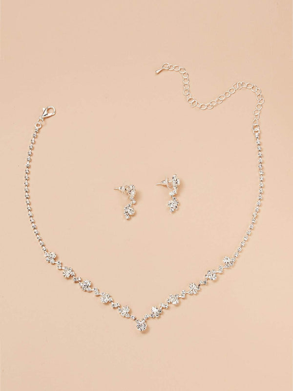 Shein- 3pcs Rhinestone Decor Jewelry Set