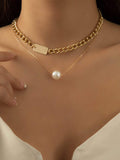 Shein- 2pcs Faux Pearl Decor Necklace