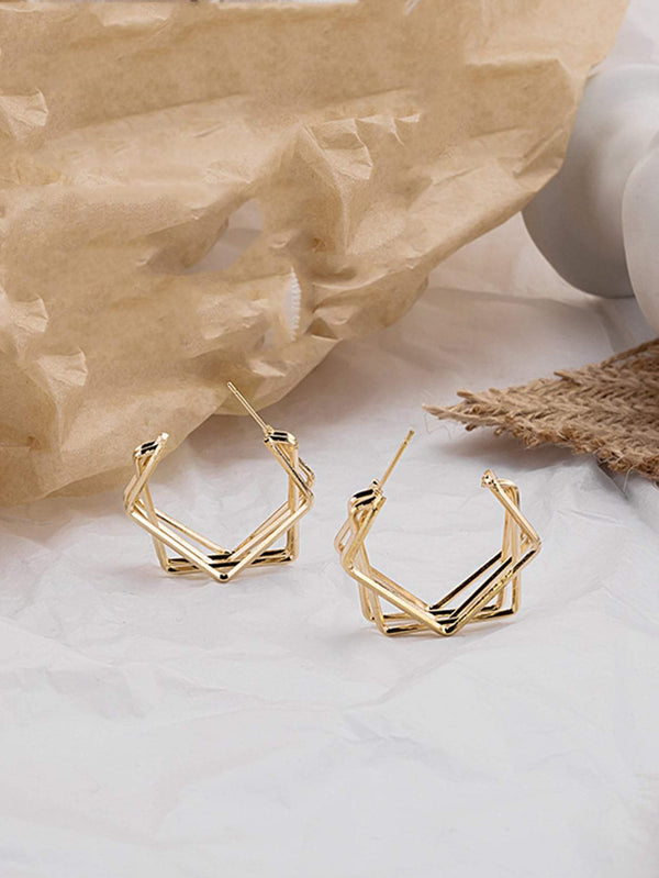 Shein- Geometric Open Hoop Earrings