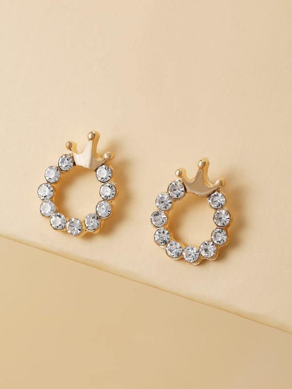 Shein- Rhinestone Crown Decor Stud Earrings