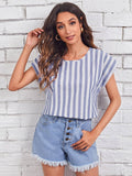 Shein- Batwing Sleeve Striped Top