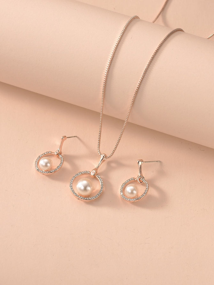 Shein- 3pcs Faux Pearl Decor Jewelry Set