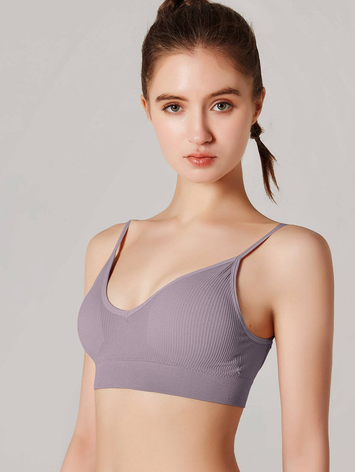 Shein- FINETOO Solid Spaghetti Strap Bra