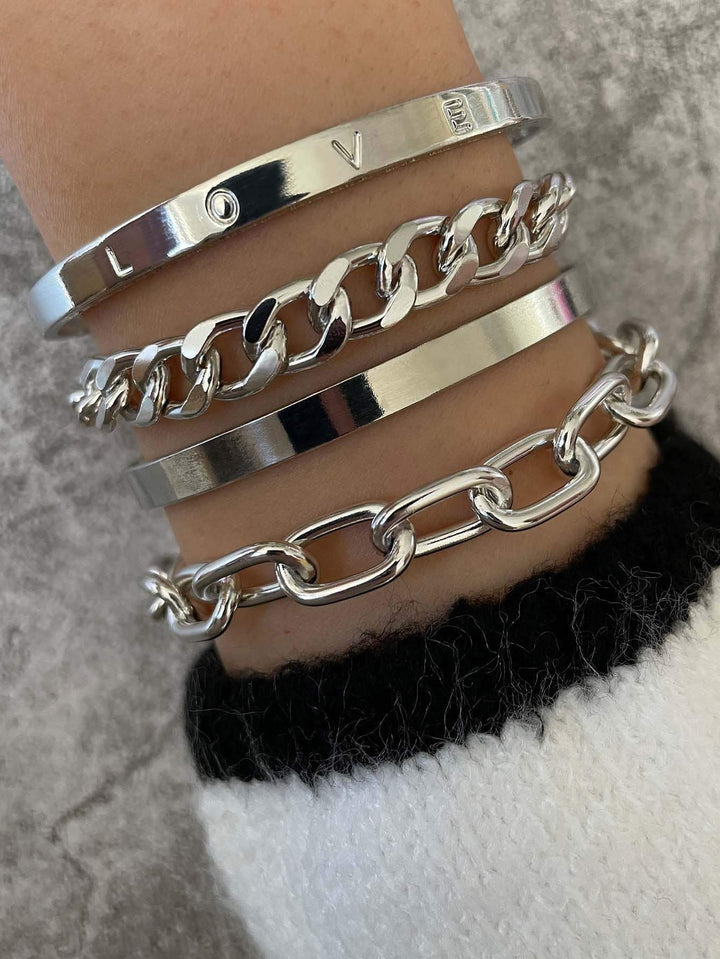 Shein- 2pcs Chain Bracelet & 2pcs Cuff Bangle