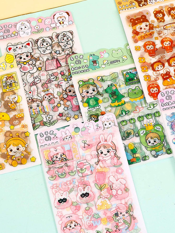 Shein- 4sheets Cartoon Graphic Random Sticker