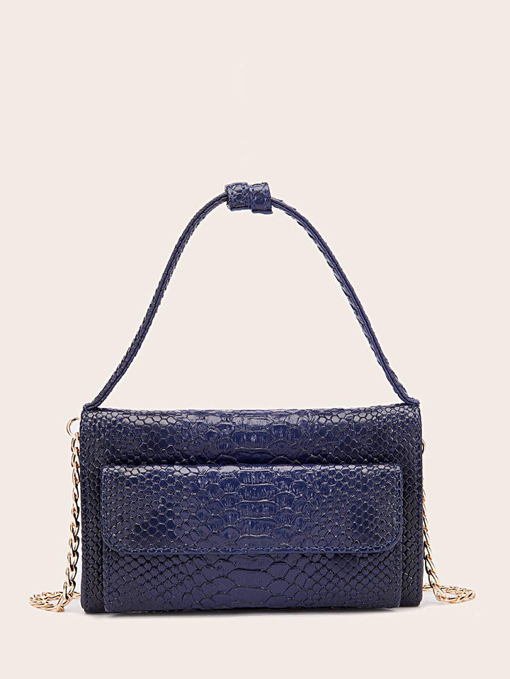 Shein- Snakeskin Print Pocket Front Chain Bag