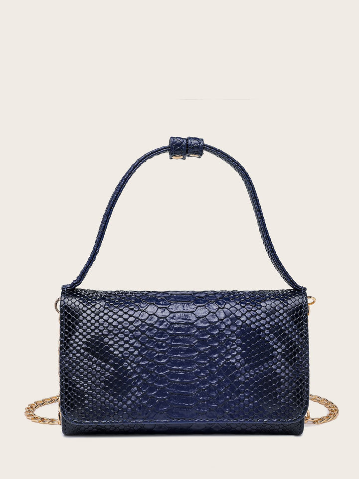 Shein- Snakeskin Print Pocket Front Chain Bag