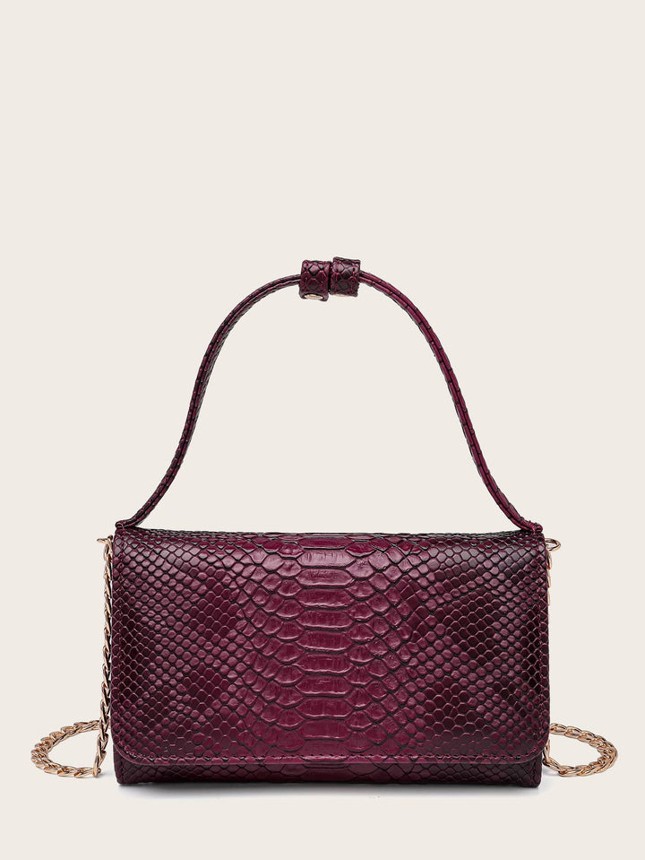 Shein- Snakeskin Print Pocket Front Chain Bag