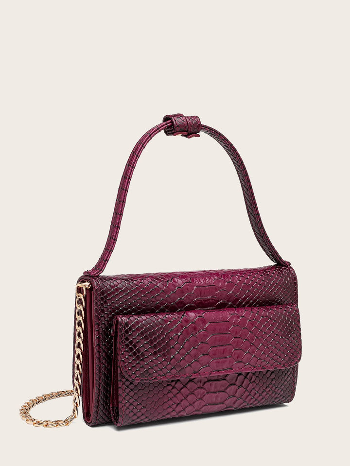 Shein- Snakeskin Print Pocket Front Chain Bag