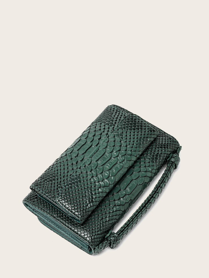 Shein- Snakeskin Print Pocket Front Chain Bag