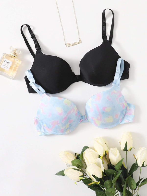 Shein- 2pack Tie Dye Super Push Up Bra Set