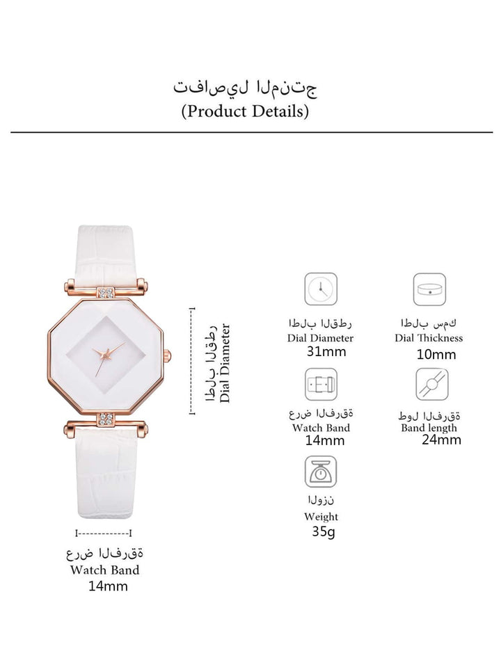 Shein- 1pc Polygon Pointer Quartz Watch & 1pc Bracelet