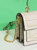 Shein- Embroidery Croc Embossed Chain Satchel Bag