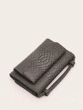 Shein- Snakeskin Print Flap Chain Bag