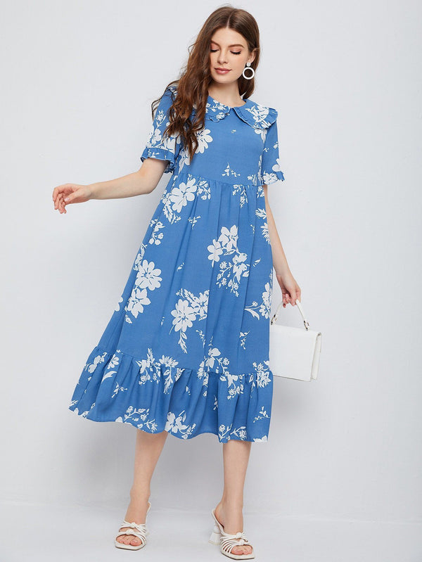 Shein- Floral Flounce Sleeve Dress