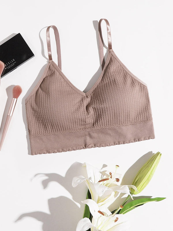 Shein- Textured Thin Strap Bralette