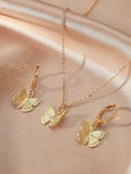 Shein- Butterfly Charm Necklace & 1pair Drop Earrings