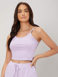 Shein- 1pc Solid Rib-knit Comfortable Lounge Cami Top
