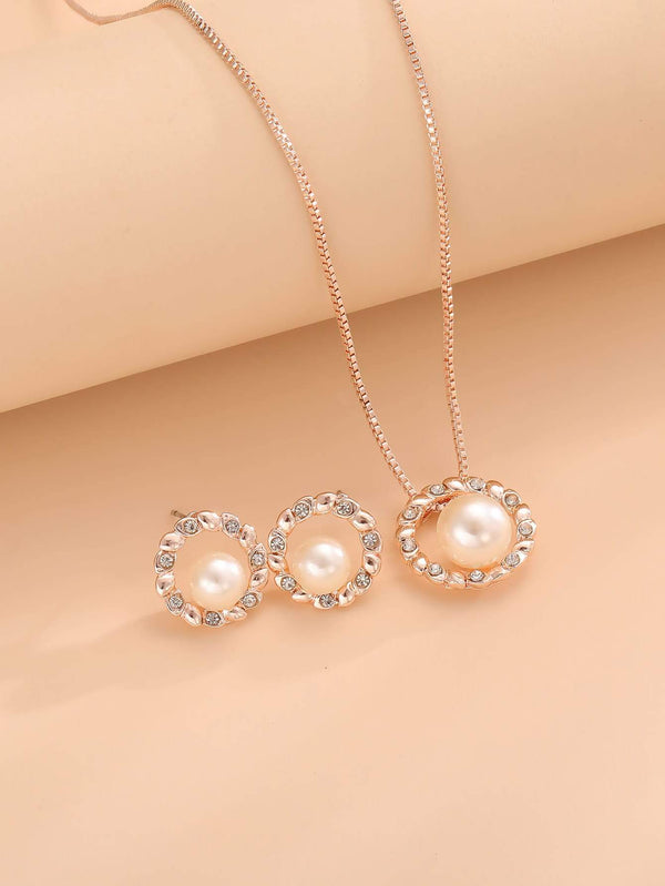 Shein- 3pcs Rhinestone Decor Jewelry Set