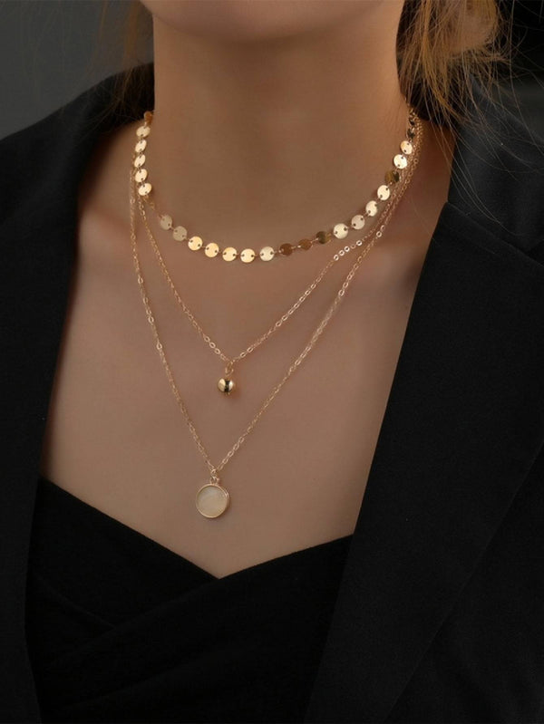 Shein- Round Charm Layered Necklace