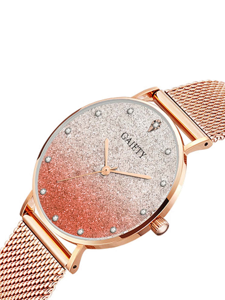 Shein- Rhinestone Decor Ombre Dial Mesh Strap Watch