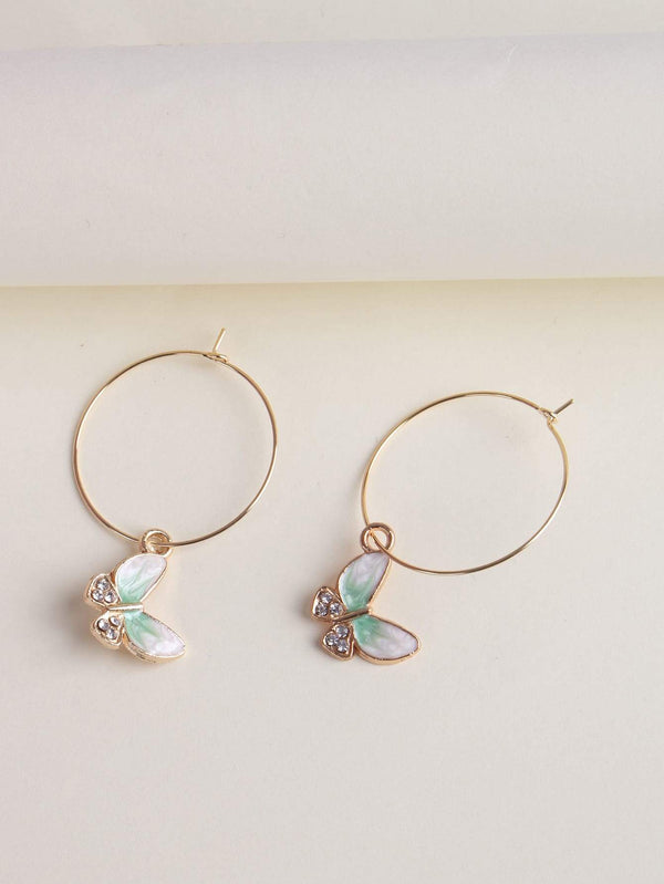 Shein- Rhinestone Butterfly Drop Earrings