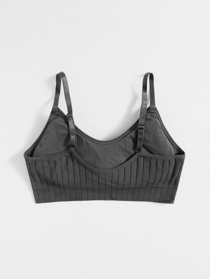 Shein- Solid Ribbed Bralette