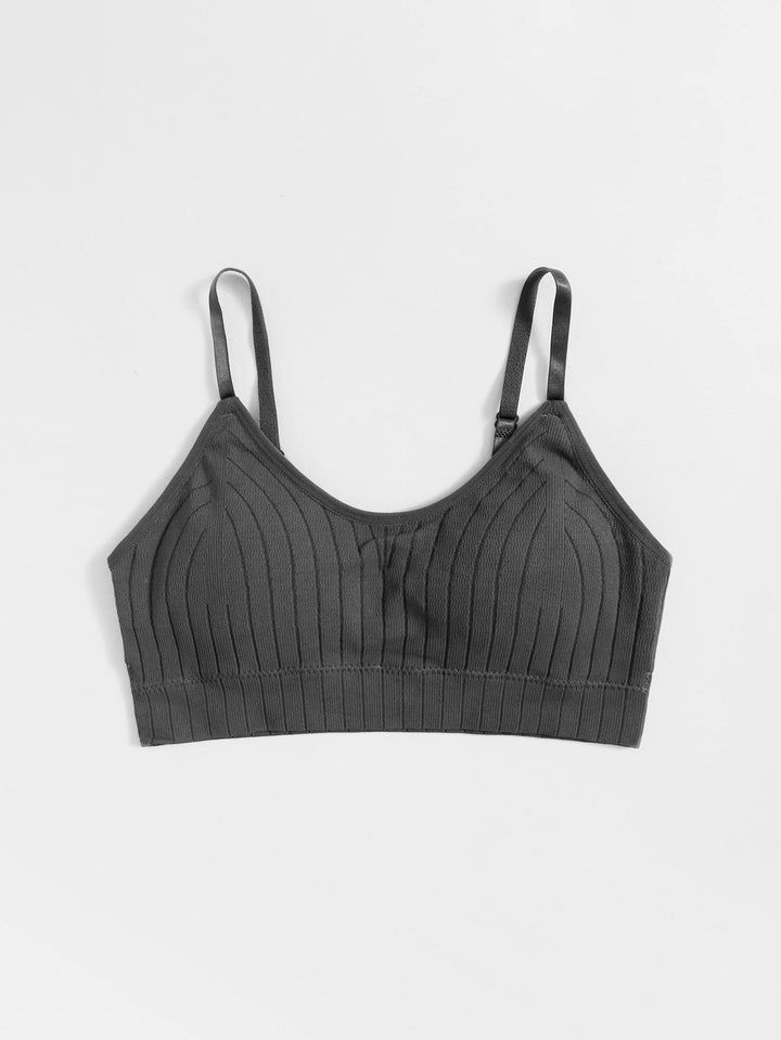 Shein- Solid Ribbed Bralette