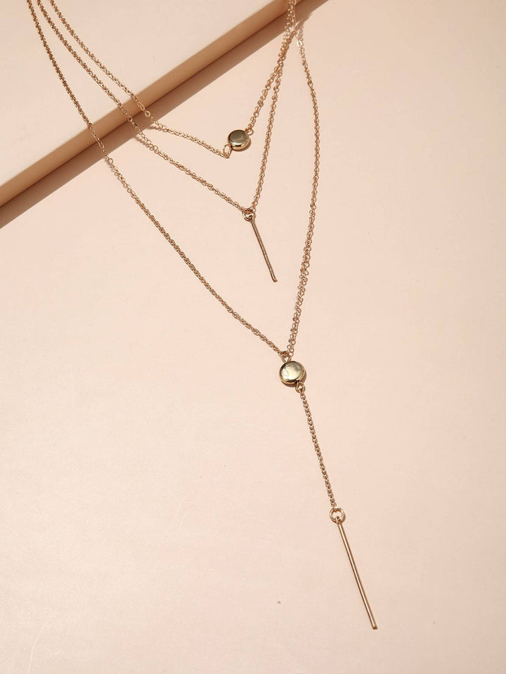 Shein- Geometric Charm Layered Y Lariat Necklace