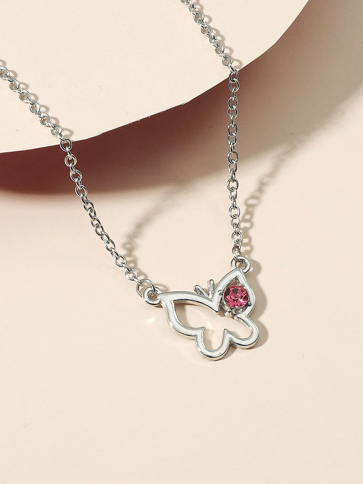 Shein- Rhinestone Butterfly Charm Necklace