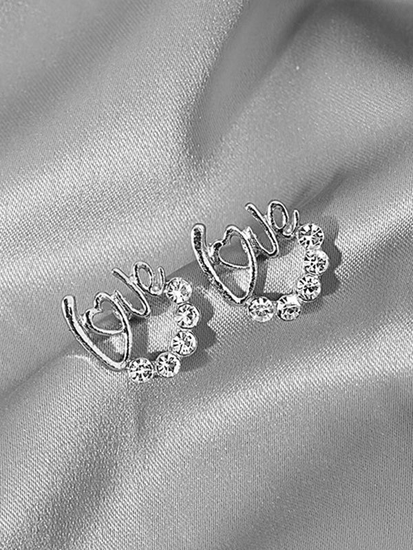 Shein- Rhinestone Detail Letter Earrings