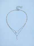 Shein- Heart & Geometric Charm Layered Necklace
