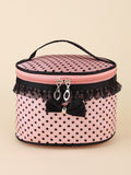 Shein- Bow Decor Polka Dot Makeup Bag