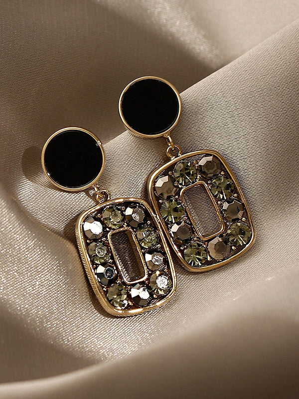 Shein - Rhinestone Decor Drop Earrings