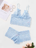 Shein- Floral Lace Scallop Trim Lingerie Set