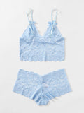 Shein- Floral Lace Scallop Trim Lingerie Set